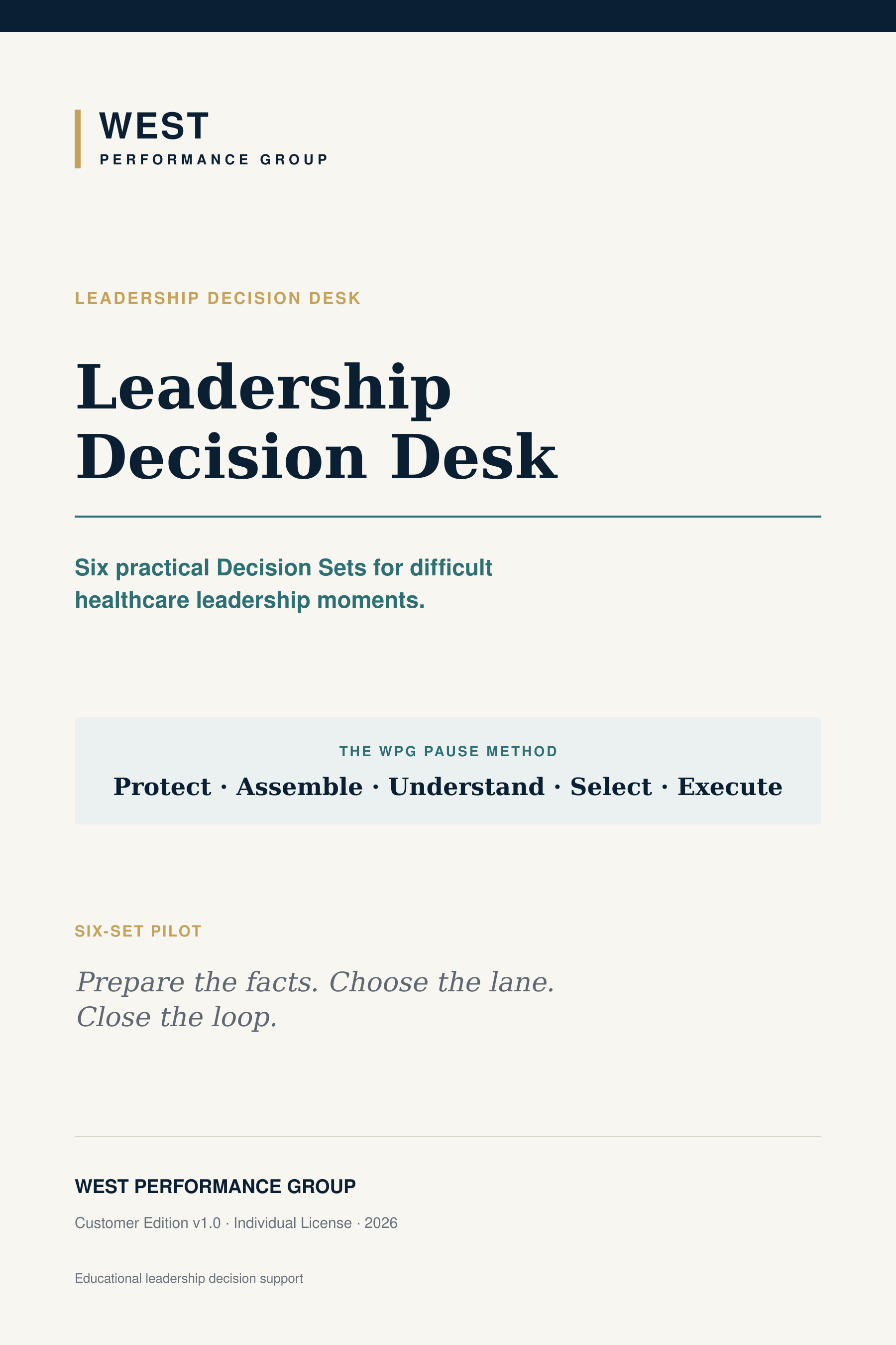 Leadership Decision Desk Six-Set Pilot product cover