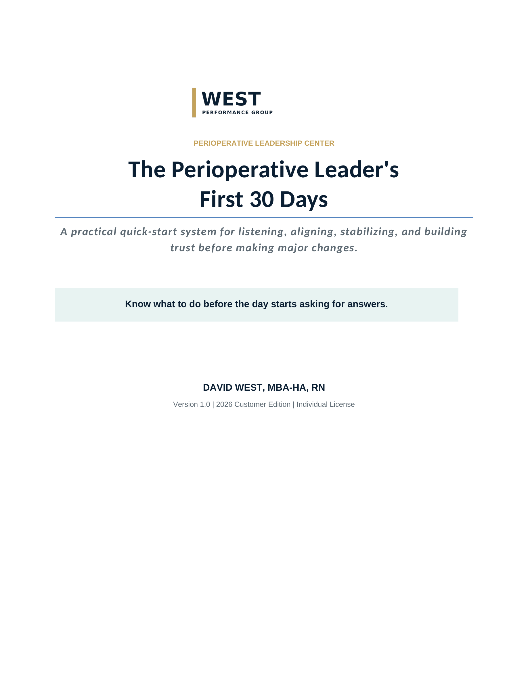 The Perioperative Leader's First 30 Days product cover